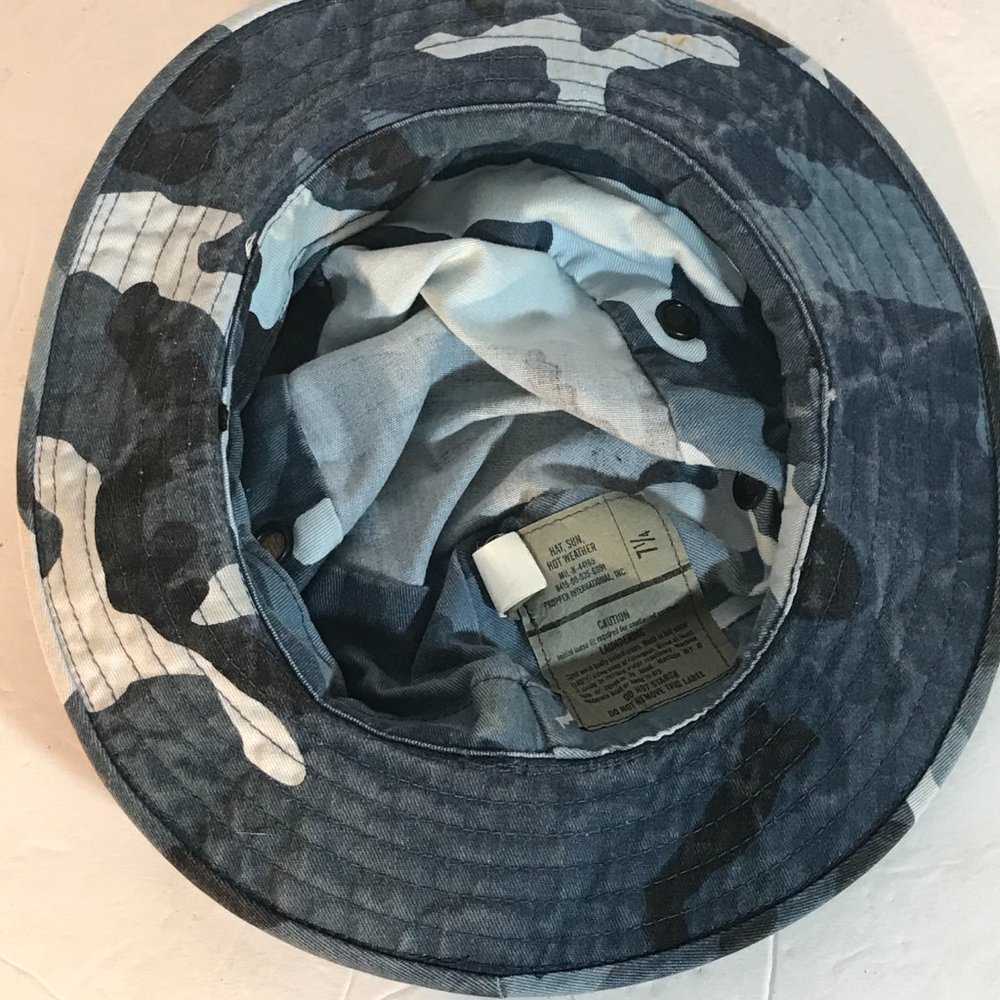 Military Blue Camo Camouflage Cap Bucket Hat - Picture 4 of 6